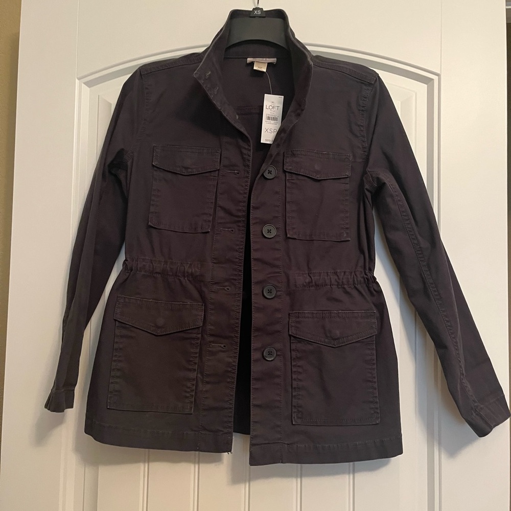 LOFT Blue Utility Jacket with Structured Shoulders
